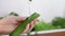 Aloe Vera homemade face and body scrub recipe. Woman\\\'s hands peeling aloe vera plant.