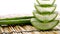 Aloe vera leaves. Aloe vera gel dripping in slow motion. Aloe vera gel is very useful herbal medicine for skin care