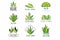 Aloe Vera logo design set, natural product green badges, organic cosmetics, health care and beauty label vector