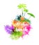 Aloha beach - travel background with silhouettes