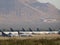 Aloha, European, and other commercial airliners planes parked in the Desert