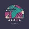 Aloha Hawaii. Colorful tropical vector t-shirt design, poster, print, label