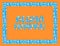 Aloha Hawaii lettering on orange backround. Vector tropical letters with colorful beach icons on light blue backround