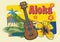 Aloha hawaii ukulele in vintage style