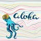 Aloha letterin hand drawn.octopus handmade graphicsAbstract decorative diagonal crumpled wavy striped textured