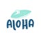 Aloha typography quote qith surf board decoration for t shirt, wall poster