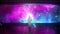 Alone astronaut in futuristic spaceship. View of the starry sky