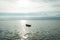 Alone boat on denmark fyord on sea