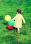 Alone child with balloons
