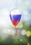 Alone glossy colored in Russian flag balloon on natural spring b