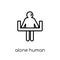 alone human icon. Trendy modern flat linear vector alone human i