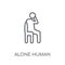 alone human linear icon. Modern outline alone human logo concept