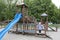 Alone playground with one child in the park