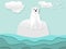 Alone polar bear on ice berg paper cut