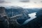 Alone tourist on Trolltunga rock