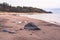 Along the beach there are bigger and smaller stones