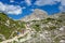 Along the walk Tre Cime di Laveredo trail, three of the most famous peaks of the Dolomites, in the Sesto Dolomites, Italy