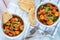 Aloo gosht with naan bread