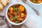 Aloo gosht with naan bread