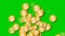 Alot of Dollar coins money animation sign symbol motion graphics on green screen