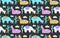 Alpaca animal seamless pattern. Animalistic endless background