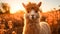 Alpaca camel sunset portrait rural scene grass livestock sand adventure