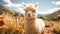 Alpaca camel sunset portrait rural scene grass livestock sand adventure