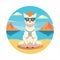 Alpaca Cute Funny Cartoon Kawaii Watercolor Yoga Beach Summer Animal Pet Sticker Illustration