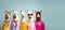 alpaca in a group, vibrant bright fashionable outfits isolated on solid background