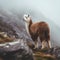 Alpaca (Lama glama) in the mountains.