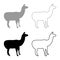 Alpaca Llama Lama Guanaco silhouette grey black color vector illustration solid outline style image