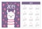Alpaca llama and love hearts. Simple pocket calendar layout 2019 new year. Week starts Sunday. Cute cartoon character. Vertical
