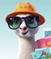 An alpaca. a llama in sunglasses. funny llama in sunglasses