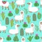 Alpaca seamless vector pattern. Cute llama baby repetitive background