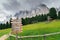 Alpe di Siusi or Seiser Alm, Alto Adige or South Tyrol, Hiking trail signs post in the Dolomites, italy