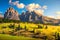 Alpe di Siusi or Seiser Alm and mountains, Dolomites Alps, Italy