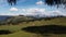 Alpe di Suisse, Dolomites. Aerial drone view of Alpine meadow mountain Plateau in Italy. Sunrise morning landcape scenary