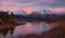 Alpenglow over Grand Teton mountain range