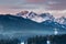 Alpenglow, Wetterstein mountains in winter