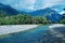 Alpes Kamikochi mountain landscape in Japan with river view