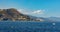 Alpes rocky shore at French Riviera of Mediterranean Sea seen from Saint-Jean-Cap-Ferrat resort town in Cap Ferrat cape in France