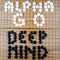 Alpha GO Deep Mind Lettering on the famous Asian Go Board Game in black and white