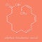 Alpha-linolenic acid (ALA) molecule. Essential polyunsaturated omega-3 fatty acid, present in many vegetable oils. Skeletal