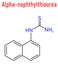 Alpha-naphthylthiourea ANTU rodenticide molecule. Skeletal formula.