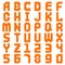 Alphabet abstract pixel art all letters and number design vector illustration.