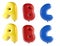 Alphabet Ballons letters A, B, C, 3d rendering, font colorful