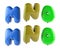 Alphabet Ballons letters M, N, O, 3d rendering, font colorful