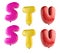 Alphabet Ballons letters S, T, U, 3d rendering, font colorful