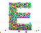Alphabet balls multi-colored, kids font 3d render. Letter E. Isolated on white