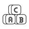 Alphabet blocks child toy flat style icon